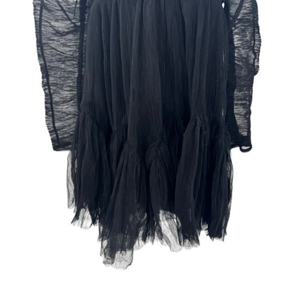 Moon River NEW Black Tulle Long Sleeve Sweetheart Party Mini Dress Size M - Picture 6 of 10